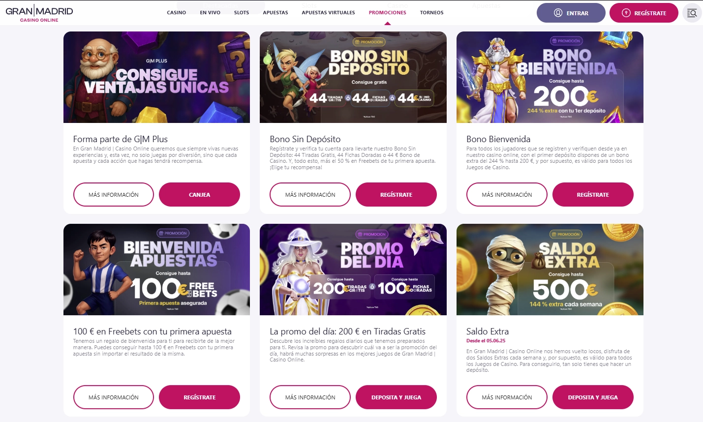 Bonos y promociones de Casino Gran Madrid - Ofertas especiales para jugadores