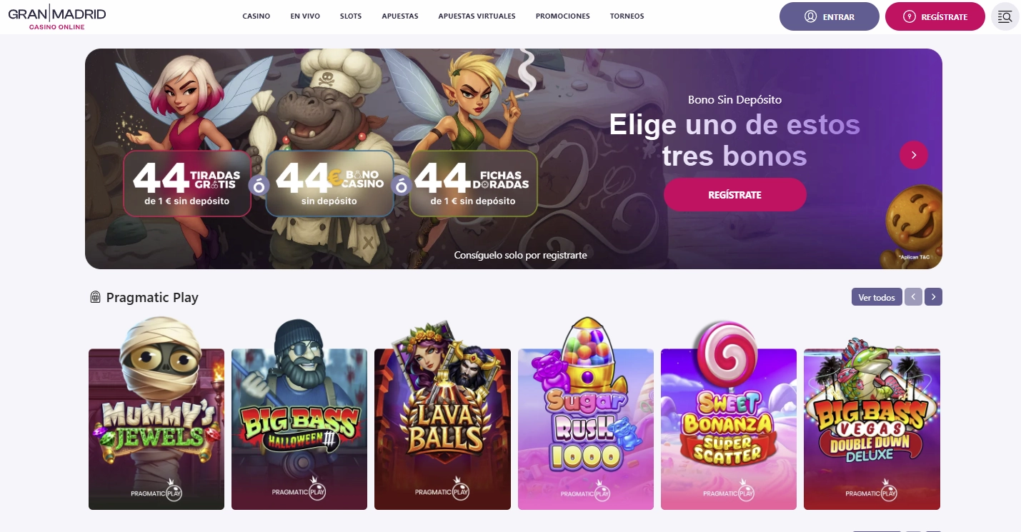 Casino Gran Madrid - Interfaz principal del casino online
